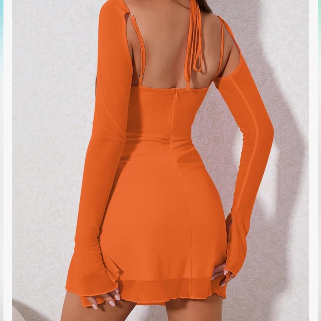 Vibrant Orange Long Sleeve Dress